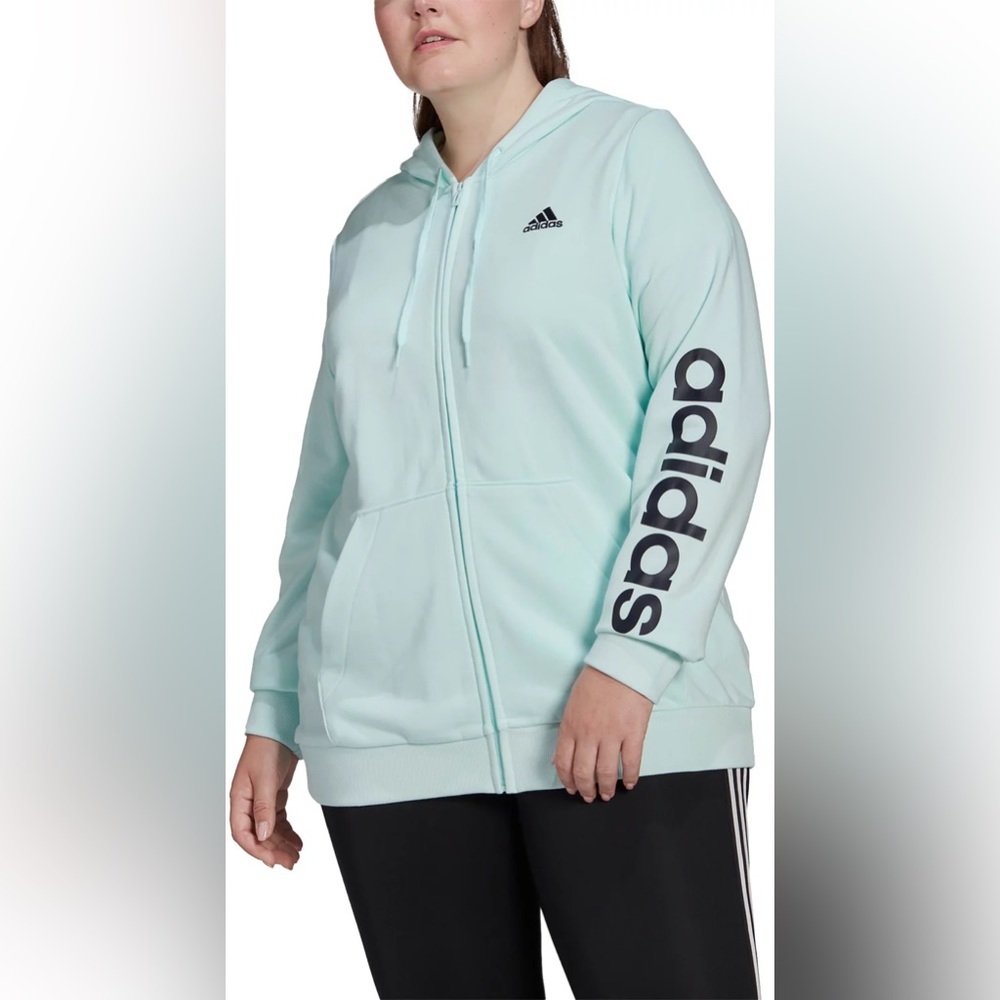 Adidas Women's Linear Essentials Full Zip Plus Size Hoodie